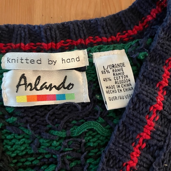 EUC Vintage 1990’s Arlando Bear Pattern Cardigan Sweater - Multicolor sz Large - Picture 4 of 5